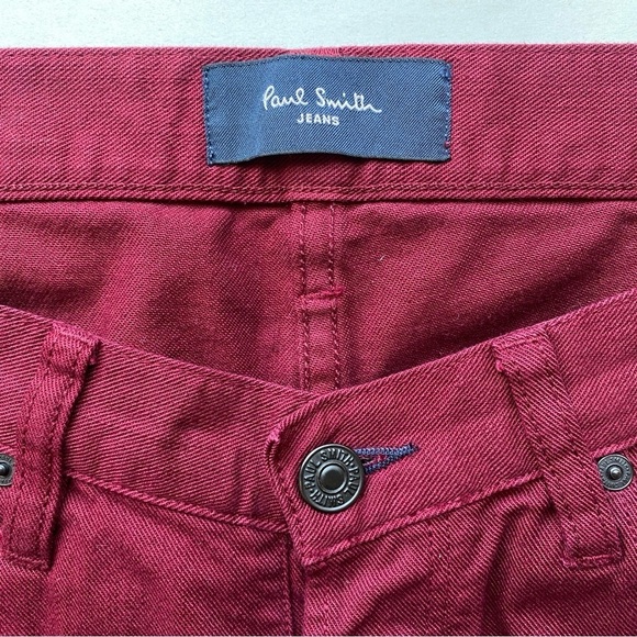 Paul Smith Jeans 100% Cotton Button Fly Burgundy Oxblood Size 32R - Picture 4 of 10